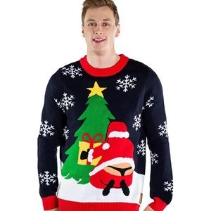 Mens Tipsy Elf Christmas Sweater/ Whale Tale / Santa in thong Size Large
